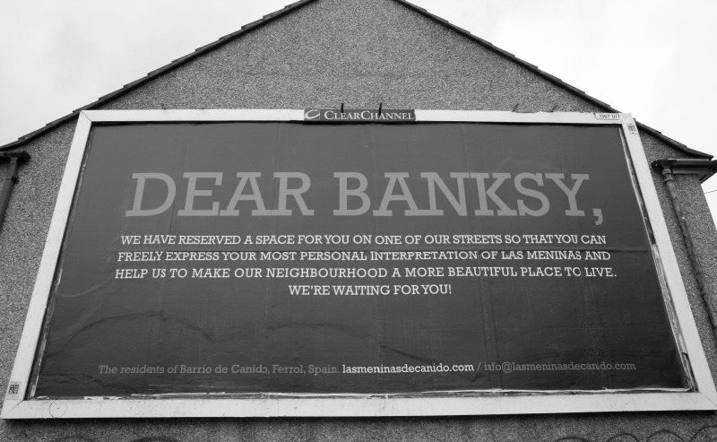 Campaña para localizar a Banksy para Las Meninas en Canido